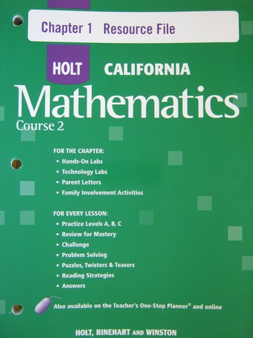 (image for) California Mathematics Course 2 Chapter Resource (CA)(Pk)
