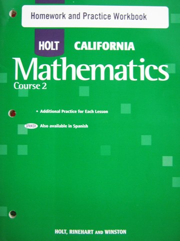 (image for) California Mathematics Course 2 Homework & Practice (CA)(P) - Click Image to Close