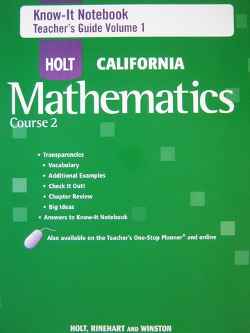 (image for) California Mathematics Course 2 Know-It Notebook TG 1 (TE)(P)