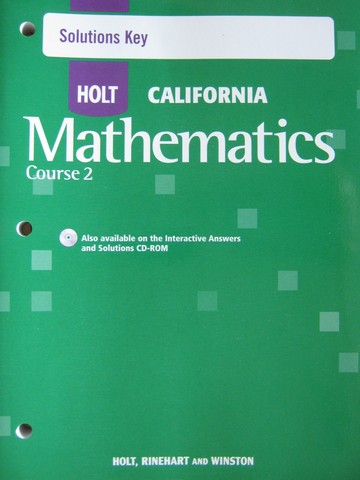 (image for) California Mathematics Course 2 Solutions Key (CA)(P)
