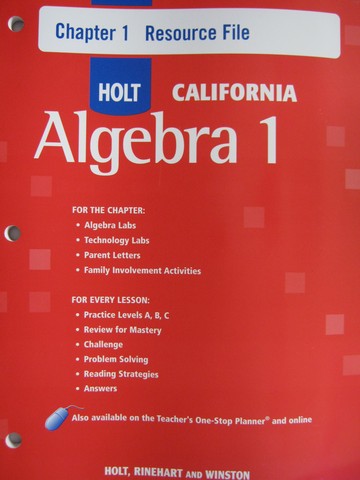 (image for) Holt California Algebra 1 Chapter 1 Resource File (CA)(P)