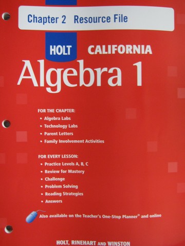 (image for) Holt California Algebra 1 Chapter 2 Resource File (CA)(P)