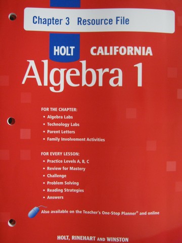 (image for) Holt California Algebra 1 Chapter 3 Resource File (CA)(P)