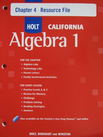 (image for) Holt California Algebra 1 Chapter 4 Resource File (CA)(P)