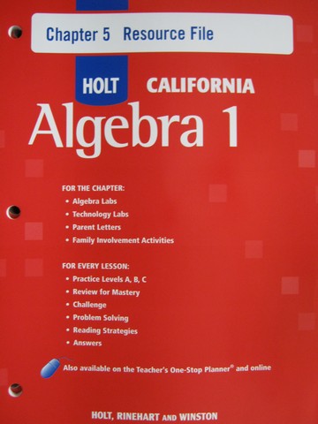(image for) Holt California Algebra 1 Chapter 5 Resource File (CA)(P)