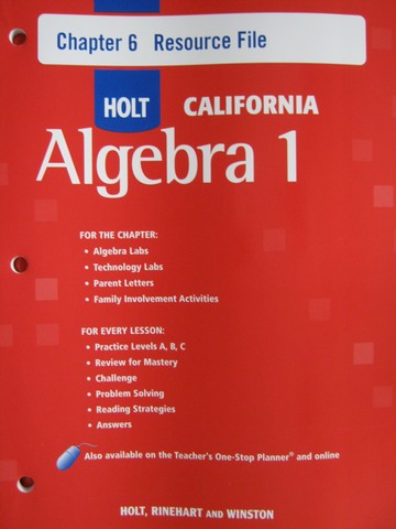 (image for) Holt California Algebra 1 Chapter 6 Resource File (CA)(P)