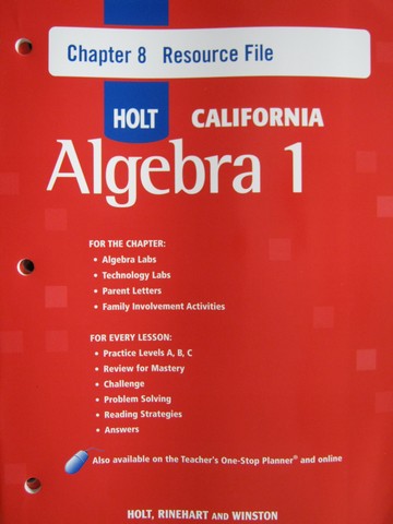 (image for) Holt California Algebra 1 Chapter 8 Resource File (CA)(P)