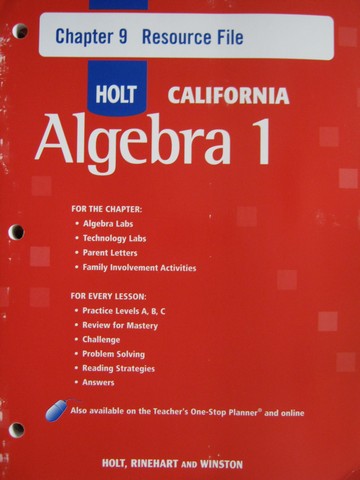 (image for) Holt California Algebra 1 Chapter 9 Resource File (CA)(P)