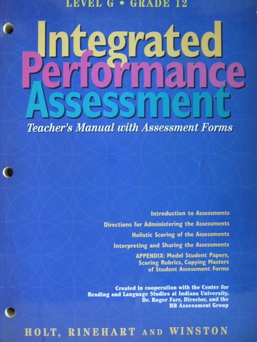 (image for) Integrated Performance Assessment Level G Grade 12 TM (TE)(P)