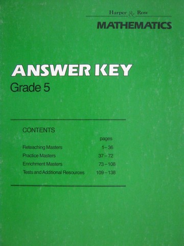 (image for) Harper & Row Mathematics 5 2nd Edition Answer Key (P)