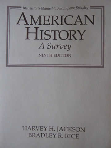 (image for) American History A Survey 9th Edition Instructor's Manual (P)