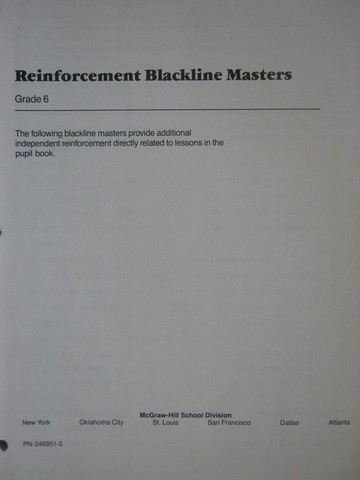 (image for) McGraw-Hill English 6 Reinforcement Blackline Masters (P)