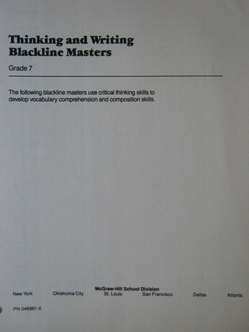 (image for) McGraw-Hill English Thinking & Writing BLM (P)