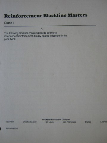 (image for) McGraw-Hill English 7 Reinforcement Blackline Masters (P)