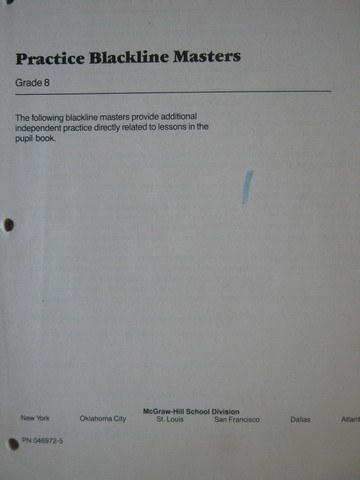 (image for) McGraw-Hill English 8 Practice Blackline Masters (P)