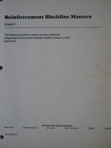 (image for) McGraw-Hill English 8 Reinforcement Blackline Masters (P)