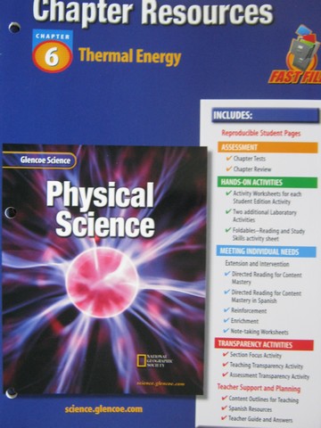 (image for) Glencoe Physical Science Chapter Resources 6 Thermal Energy (P)