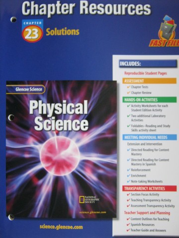 (image for) Glencoe Physical Science Chapter Resources 23 Solutions (P)