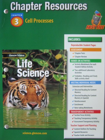 (image for) Glencoe Life Science Chapter Resources 3 Cell Processes (P)