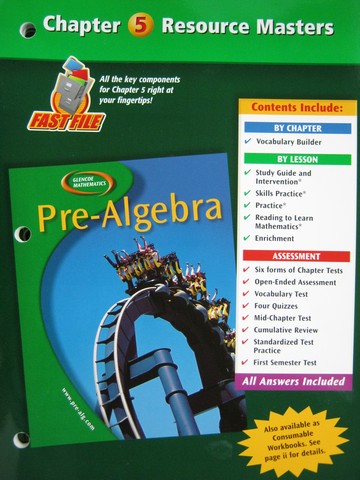 (image for) Glencoe Pre-Algebra Chapter 5 Resource Masters (P)