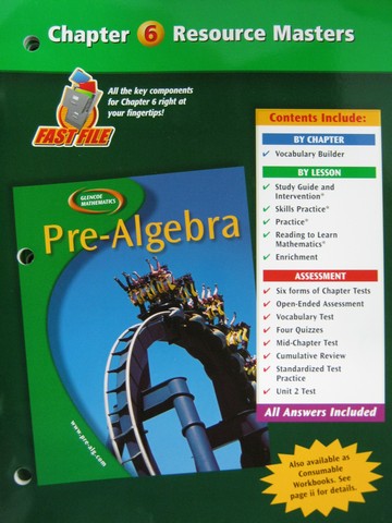 (image for) Glencoe Mathematics Pre-Algebra Chapter 6 Resource Masters (P)