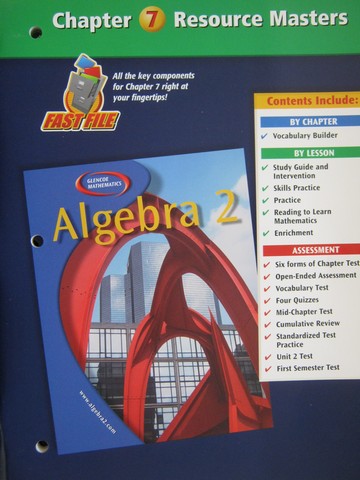 (image for) Glencoe Algebra 2 Chapter 7 Resource Masters (P)