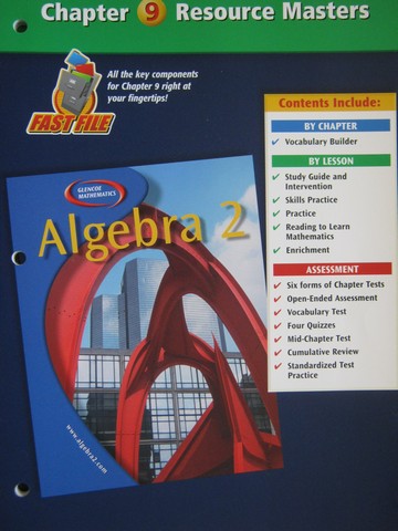 (image for) Glencoe Algebra 2 Chapter 9 Resource Masters (P)