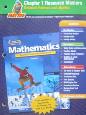 (image for) Glencoe Mathematics 2 Chapter 1 Resource Masters (P)