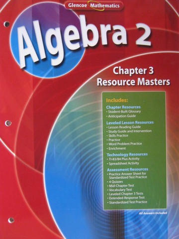 (image for) Glencoe Algebra 2 Chapter 3 Resource Masters (P)