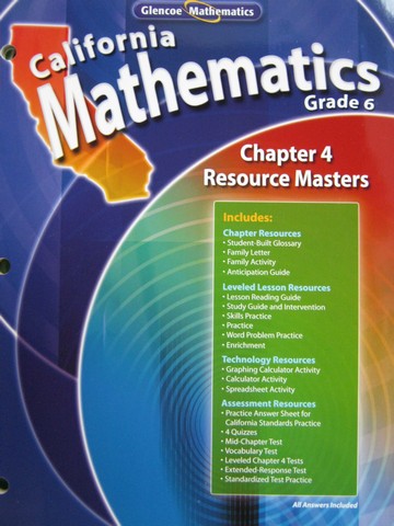 (image for) California Mathematics 6 Chapter 4 Resource Masters (P)