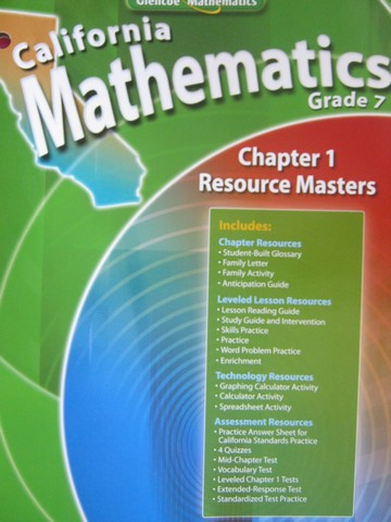 (image for) California Mathematics 7 Chapter 1 Resource Masters (CA)(P)