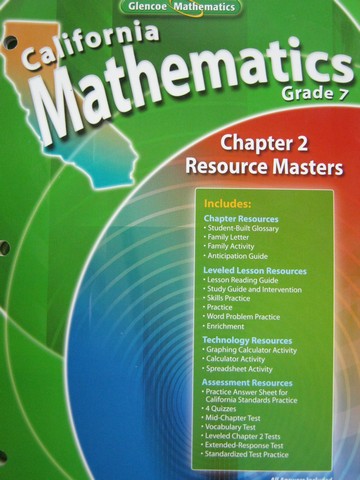(image for) California Mathematics 7 Chapter 2 Resource Masters (CA)(P)