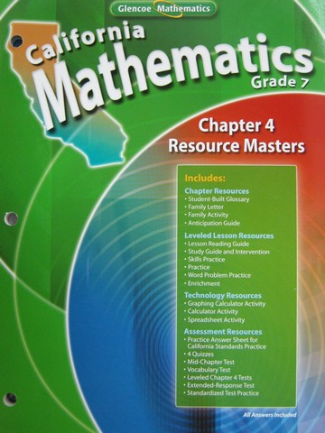 (image for) California Mathematics 7 Chapter 4 Resource Masters (CA)(P)