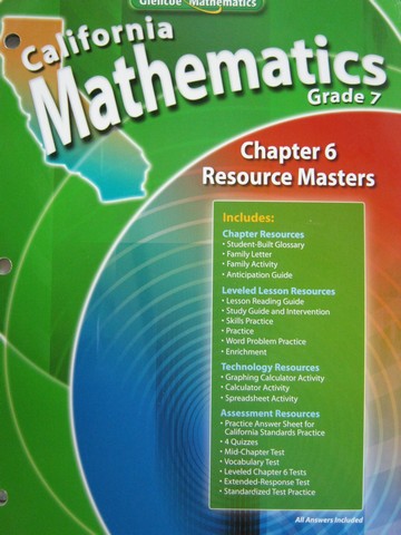 (image for) California Mathematics 7 Chapter 6 Resource Masters (CA)(P)