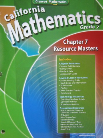 (image for) California Mathematics 7 Chapter 7 Resource Masters (CA)(P)