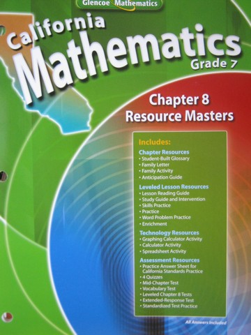 (image for) California Mathematics 7 Chapter 8 Resource Masters (CA)(P)