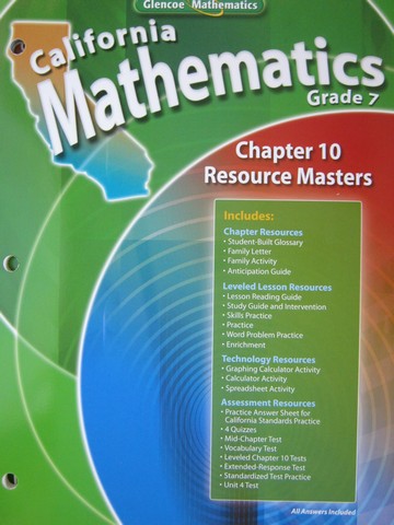 (image for) California Mathematics 7 Chapter 10 Resource Masters (CA)(P)