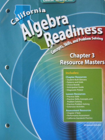 (image for) California Algebra Readiness Chapter 3 Resource Masters (CA)(P)