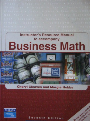 (image for) Business Math 7th Edition Instructor's Resource Manual (TE)(P)