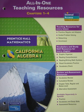 (image for) California Algebra 1 All-in-One TR Chapters 1-4 (CA)(TE)(P)
