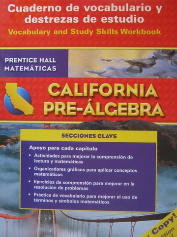 (image for) California Pre-Algebra Cuaderno de vocabulario y (CA)(P) - Click Image to Close