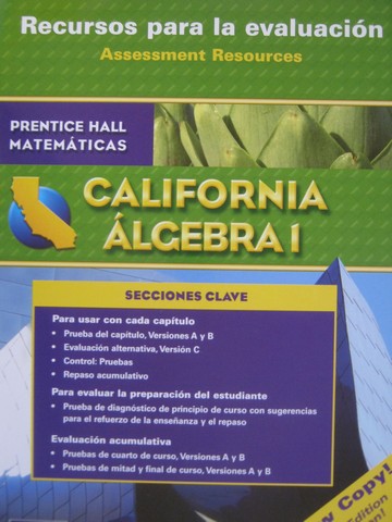 (image for) California Algebra 1 Recursos para la evaluacion (CA)(P) - Click Image to Close