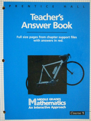 (image for) Middle Grades Mathematics Course 1 Teacher's Answer Book (TE)(P)