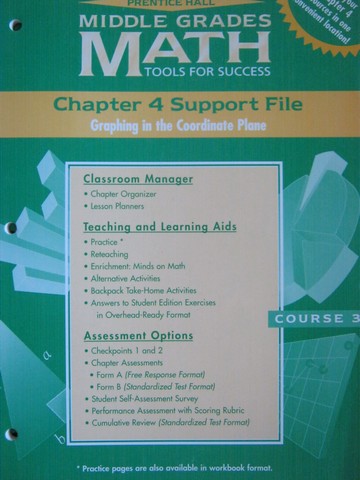 (image for) Middle Grades Math Course 3 Chapter 4 Support File (P)