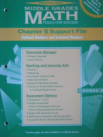 (image for) Middle Grades Math Course 3 Chapter 5 Support File (P)