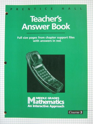 (image for) Middle Grades Mathematics Course 3 Teacher's Answer Book (TE)(P)