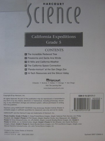 (image for) Harcourt Science 5 California Expeditions Flysheet (CA)(Pk)
