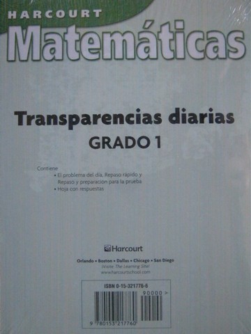 (image for) Harcourt Matematicas 1 Transparencias Diarias (Pk)