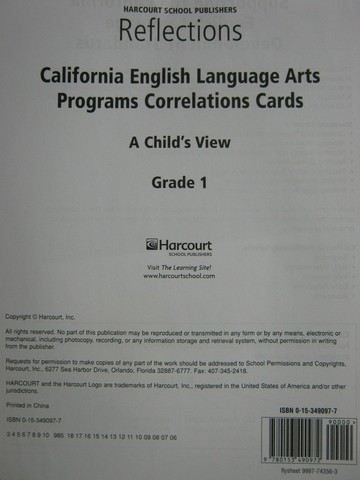 (image for) Reflections 1 English Programs Correlations Cards (CA)(Pk)