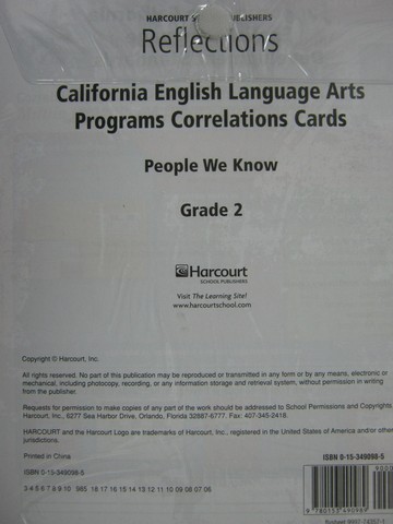 (image for) Reflections 2 English Programs Correlations Cards (CA)(Pk)
